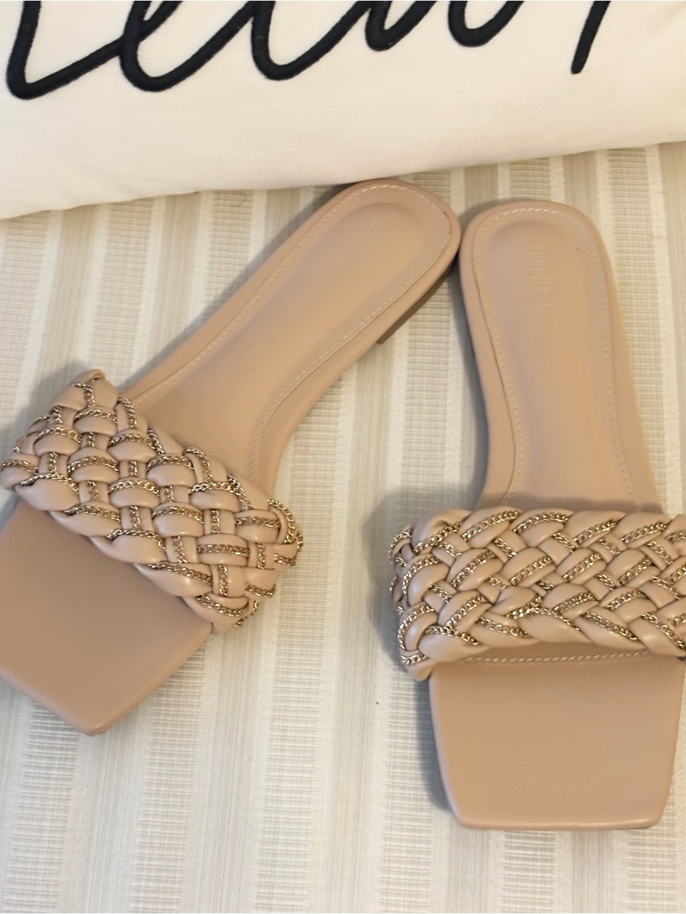 Forever 21 Blush Braided Slide Sandals
